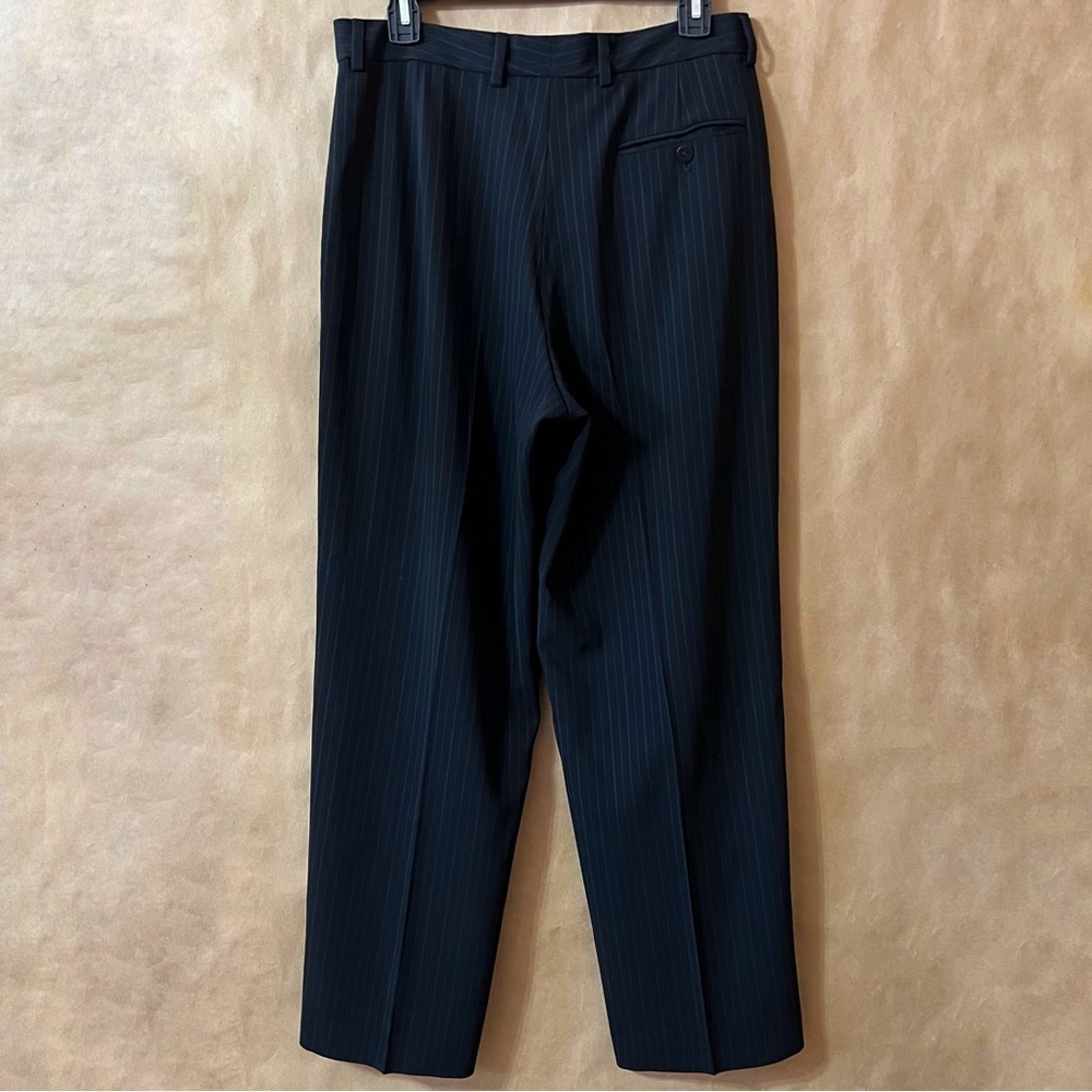 Giorgio Armani | Wool Pinstripe Trousers High Rise Tapered Pants Size 10 (IT 46) - Picture 9 of 11